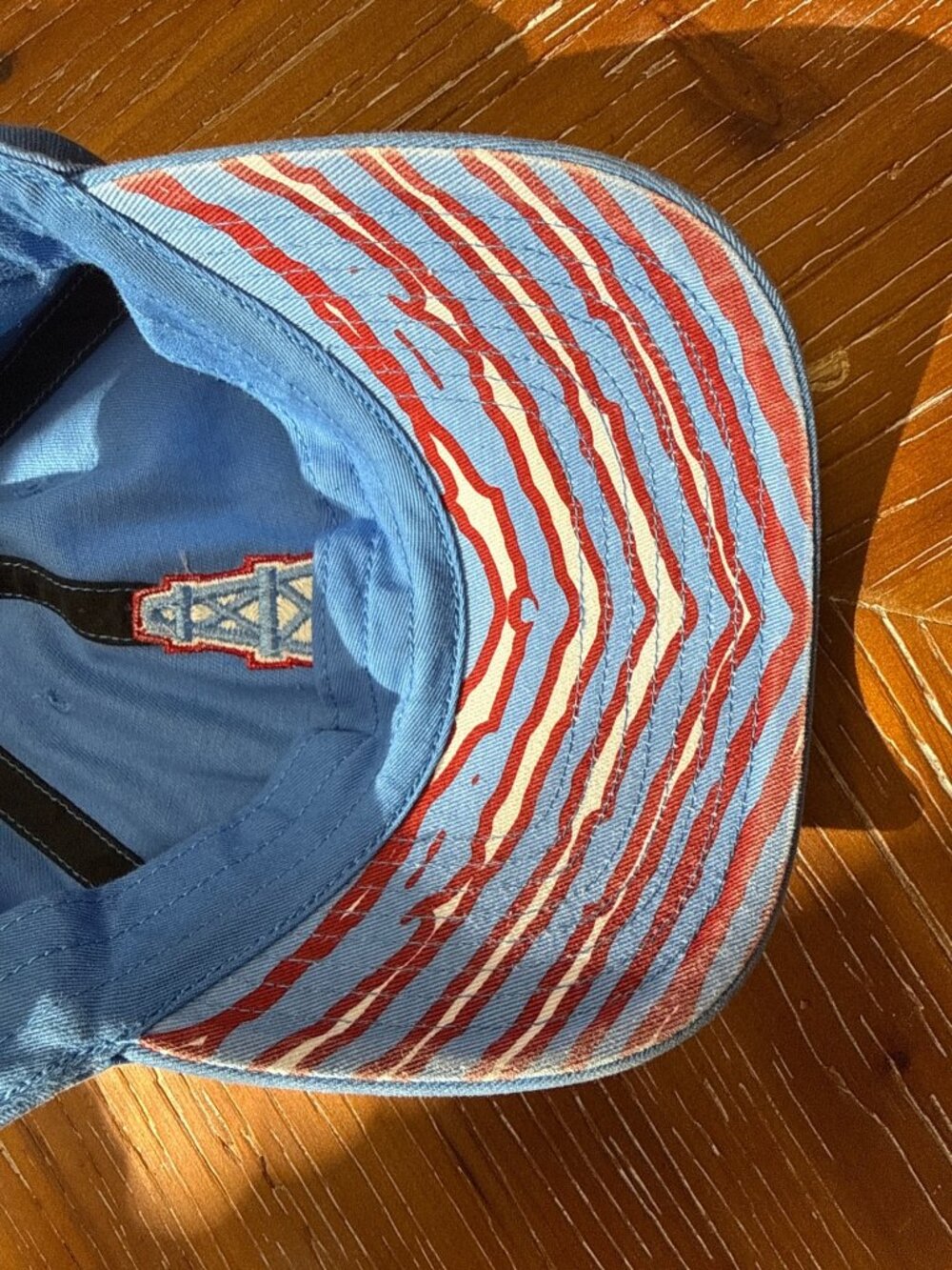 Houston Oilers Adjustable Blue Baseball Cap By 47 With Red & White Stripe Brim D - Picture 4 of 5